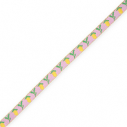 BY31&reg; Lint met tekst citroen Orchid pink-yellow-green-gold
