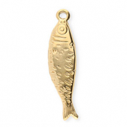 Roestvrij stalen (RVS) Stainless steel bedels vis Gold