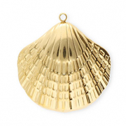 Roestvrij stalen (RVS) Stainless steel bedels schelp Gold