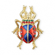 Broches kever met strass Gold-red-blue-green