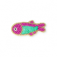 Broches vis Gold-magenta purple-ocean green