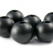 Houten kralen rond 8mm Zwart