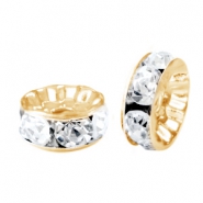 Strass kralen rondellen 8mm Gold-crystal