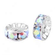 Strass kralen rondellen 6mm Silver-crystal AB coated