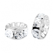Strass kralen rondellen 8mm Silver-crystal