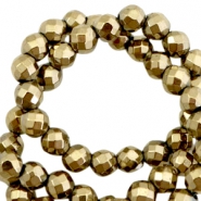 Hematite kralen rond 6mm facet geslepen Antique gold