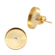 Polaris Steel (RVS) oorbellen met setting voor 12mm cabochon Goud