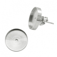Polaris Steel (RVS) oorbellen met setting voor 12mm cabochon Antiek zilver