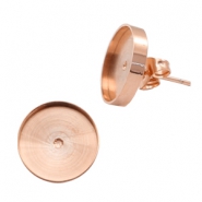 Polaris Steel (RVS) oorbellen met setting voor 7mm cabochon/Swarovski SS34 Rosé goud