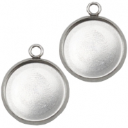 Roestvrij stalen (RVS) stainless steel bedels/setting voor 20mm cabochon Zilver
