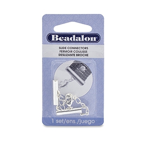 Beadalon schuif eindkap (20mm) met 5cm verlengketting en karabijnslotje Zilver