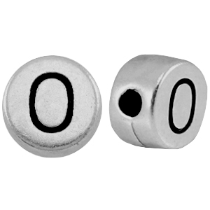 Metallook letterkralen letter O Antiek zilver