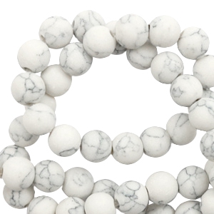 Natuursteen kralen calciet 6mm mat met marble look White