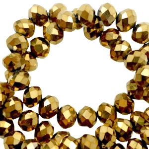 Top Facet kralen 3x2mm disc Gold metallic