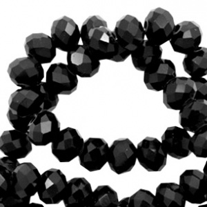 Top Facet kralen 3x2mm disc Jet black-pearl shine coating