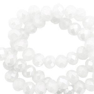 Top Facet kralen 6x4 mm disc White-pearl shine coating
