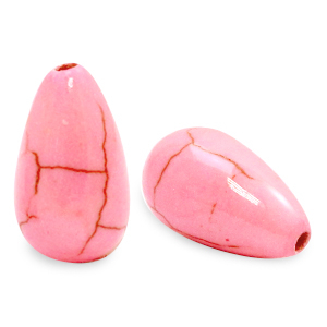Kralen keramiek druppel Pink