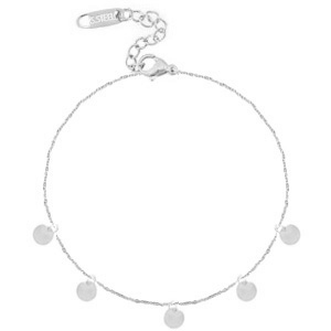 Roestvrij stalen (RVS) Stainless steel enkelbandjes coins Zilver