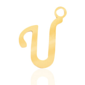 Roestvrij stalen (RVS) Stainless steel bedels initial U Goud