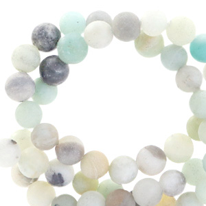 Natuursteen kralen chalcedoon (kwarts) 4mm mat Multicolour blue-grey