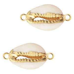 Schelp kralen tussenstuk specials Kauri Cream beige-gold