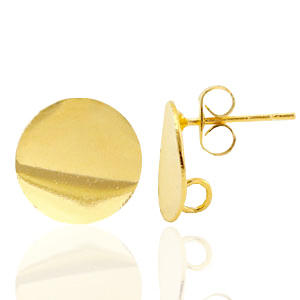 Onderdelen TQ metaal oorbellen oorsteker 12mm met oogje Goud