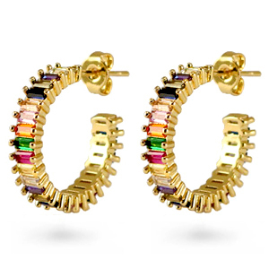 Zirkonia rainbow creolen Gold