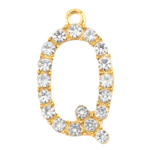 Basic quality metalen bedels strass initial Q Goud