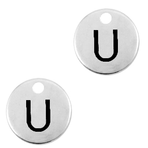 Bedels DQ metaal initial U Antiek zilver (nikkelvrij)