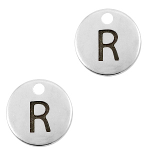 Bedels DQ metaal initial R Antiek zilver (nikkelvrij)