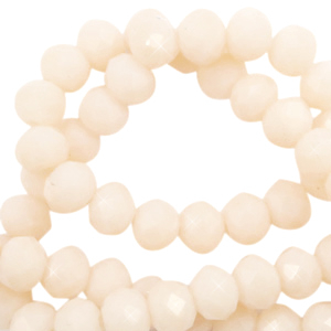 Top Facet kralen 4x3 mm disc Vanilla delight beige-pearl shine coating