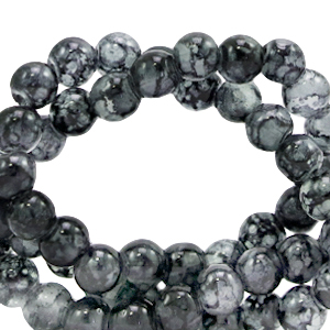 4 mm glaskralen gem&ecirc;leerd Dark grey