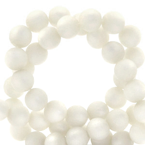 Super Polaris kralen rond 6 mm matt Brilliant white