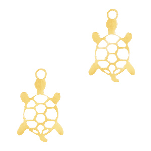 Roestvrij stalen (RVS) Stainless steel bedels schildpad Goud