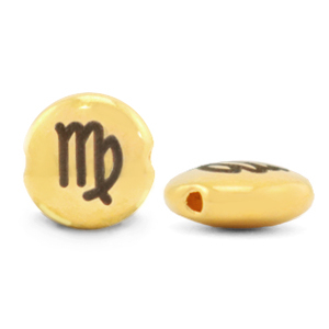 Kralen DQ metaal 7mm sterrenbeeld maagd Goud (nikkelvrij)