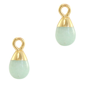 Natuursteen hangers druppel Ocean green-gold