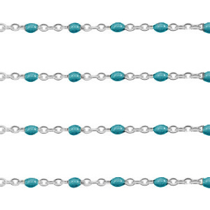 Roestvrij stalen (RVS) Stainless steel onderdelen jasseron 1mm Pretty peacock blue-zilver