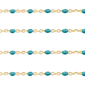 Roestvrij stalen (RVS) Stainless steel onderdelen jasseron 1mm Pretty peacock blue-goud