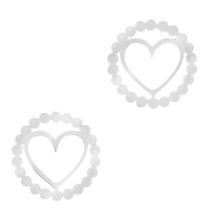 Roestvrij stalen (RVS) Stainless steel bedels/tussenstuk heart Zilver