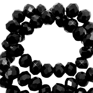 Top Facet kralen 4x3 mm disc Jet black-pearl shine coating