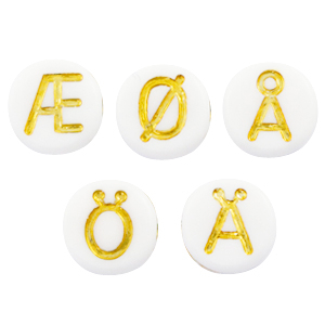 Letterkralen van acryl mix diakritische tekens White-gold