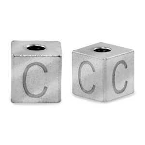 Roestvrij stalen (RVS) Stainless steel kralen letter C Zilver
