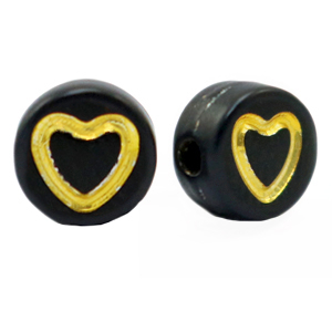 Letterkralen van acryl hartje Black-gold