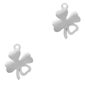 Roestvrij stalen (RVS) Stainless steel bedels klaver Zilver
