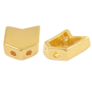 Kralen DQ metaal duo beads arrow Goud (nikkelvrij)