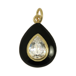 Brass TQ metaal bedels druppel zirkonia Black-gold