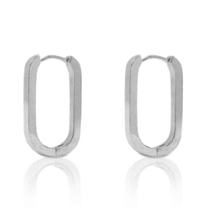 Roestvrij stalen (RVS) Stainless steel oorbellen oval Zilver