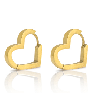 Roestvrij stalen (RVS) Stainless steel oorbellen heart Goud