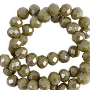 Top Facet kralen 6x4 mm disc Moss green-pearl shine coating