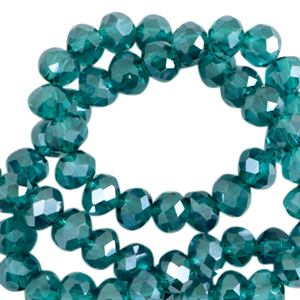Top Facet kralen 4x3mm disc Danube blue-pearl shine coating